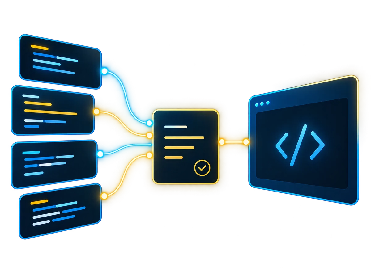 Code phrases connect through a shared record to a coding tool.